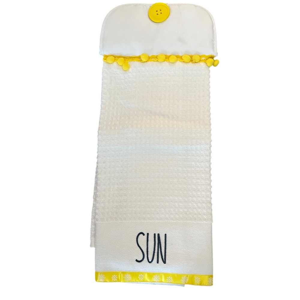 Handmade Cotton Hanging Towel nautical Beachy Coastal Summer Yellow White